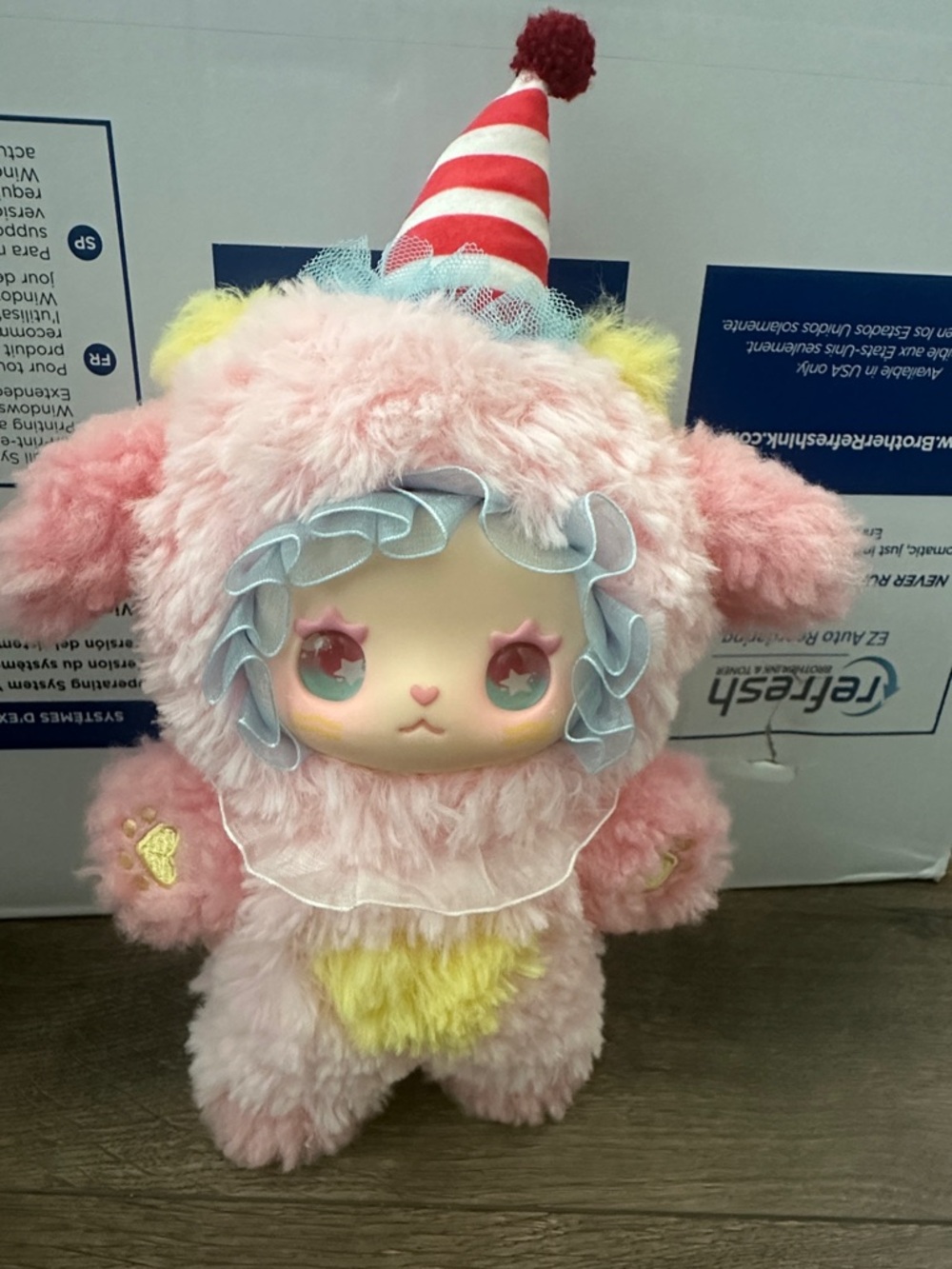 Pink Plush Lamb Doll with Heart Details - Cute Pastel Costume